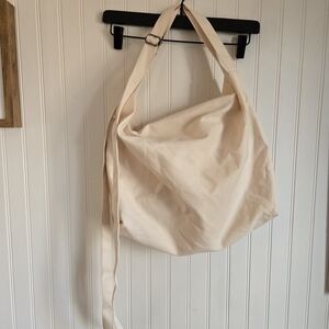 Cream Canvas Shoulder Tote Bag